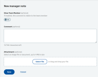 screenshot of comment box in new managers note